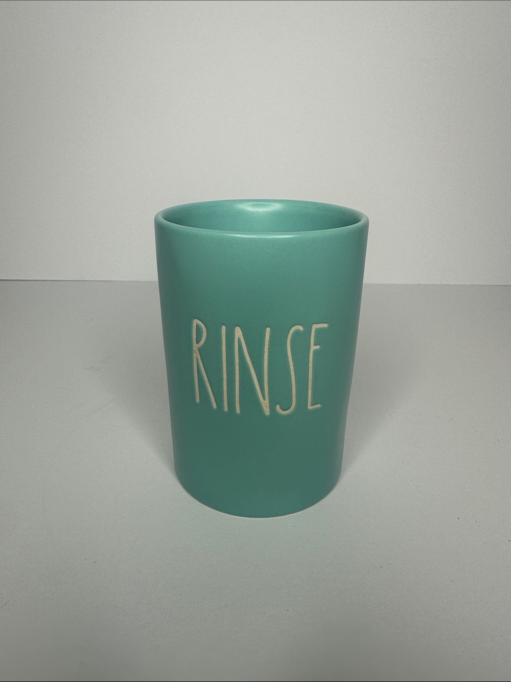 Rae Dunn Teal RINSE Ceramic Tumbler